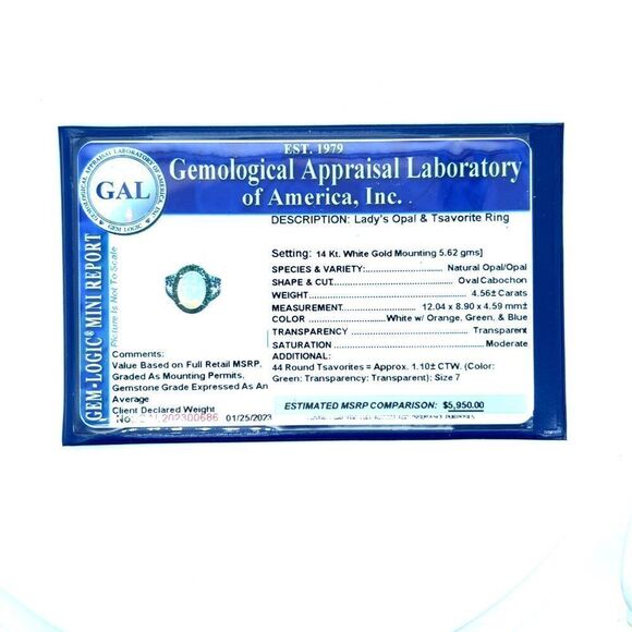 Natural Opal Tsavorite Ring Size 7 14k Gold 5.66 TCW Certified $5,950 300686 - Picture 17 of 17